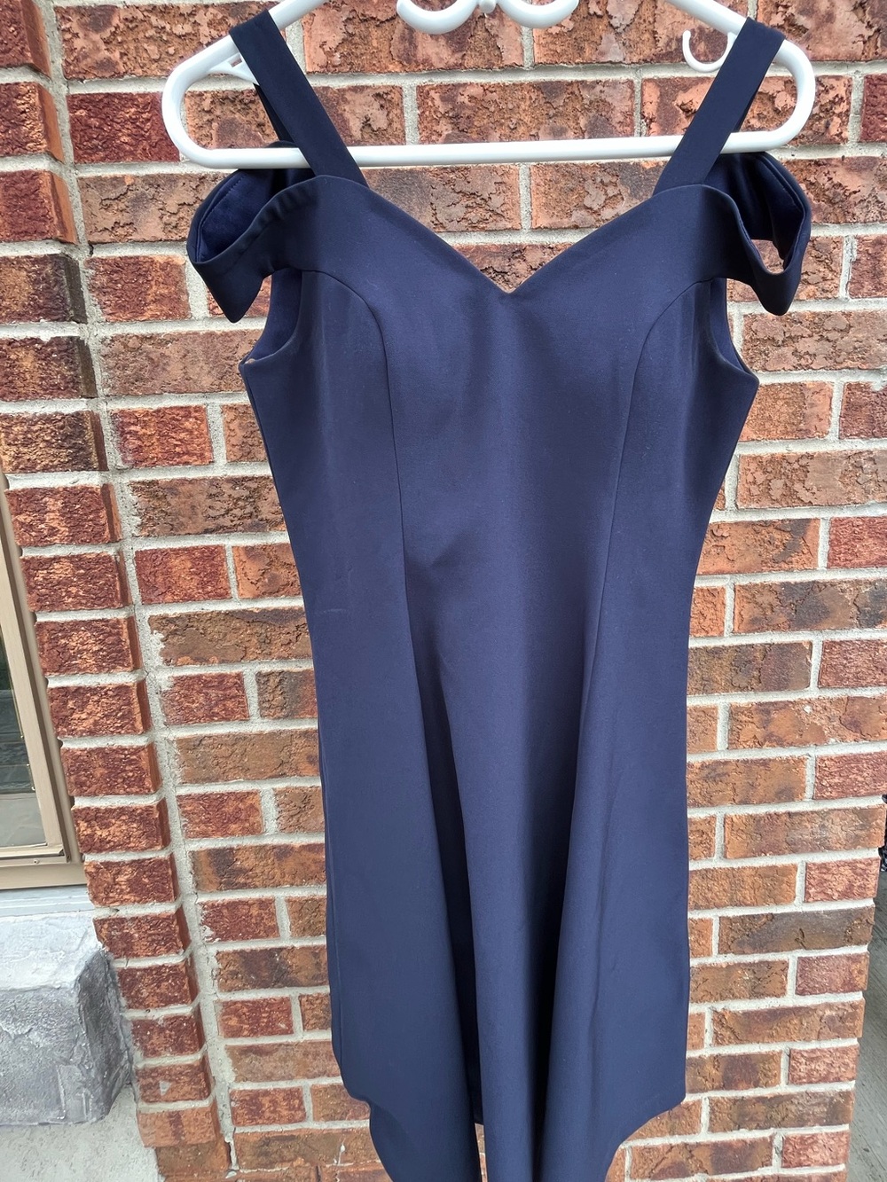Elegant Navy Off-Shoulder Fit & Flare Dress